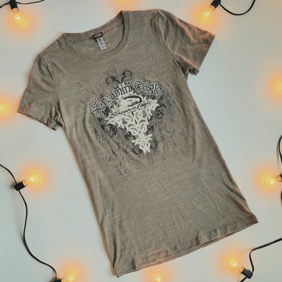 Harley Davidson Army Green Screamin' Eagle Tee - Picture 1 of 4